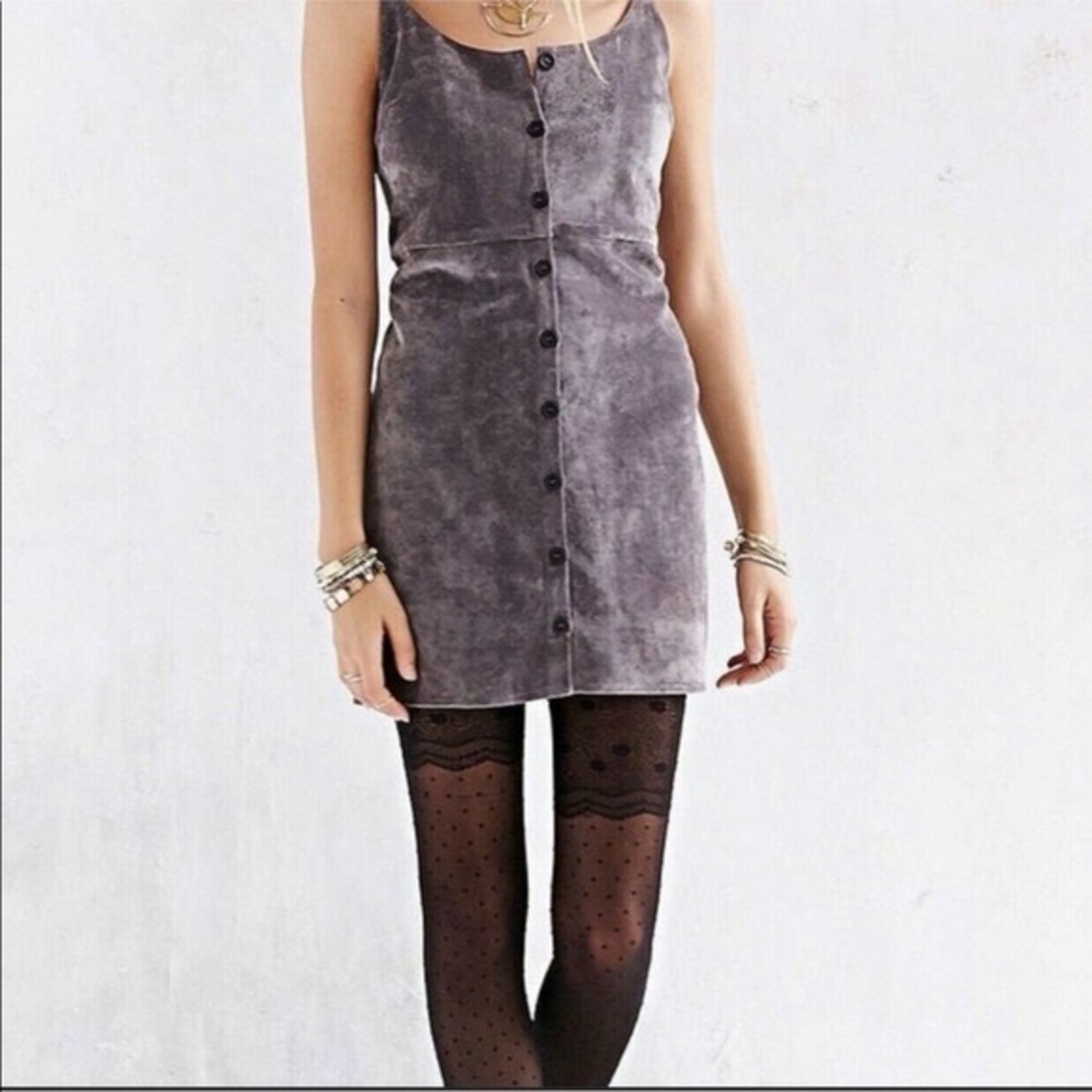 *COOPERATIVE* Urban Outfitters Grey Velvet Button-Front Slip Dress Size Large
